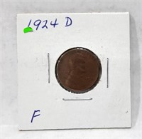 1924 D  Lincoln 1 cent Coin  VF
