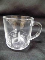 1 Arcoroc France Glass mugs "J" Etched