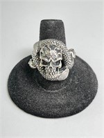 Solid Sterling Skull/Snake Ring 11 Gr Size 8.5