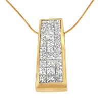 14k Gold 1.65ct Diamond Pillar Pendant Necklace