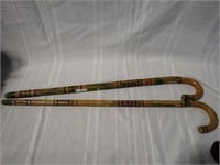 2 CARVED & PAINTED WALKING STICKS