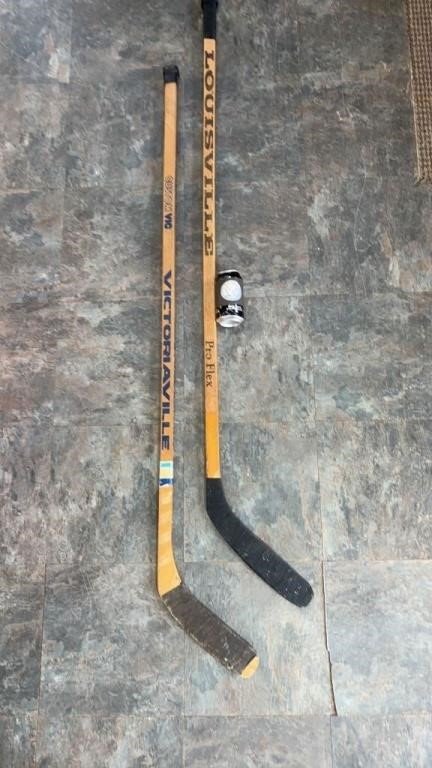 2-VTG Wood hockey sticks see pics for condition