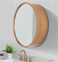 Round Wood Medicine Cabinet with Mirror