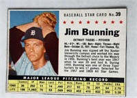1961 Post Cereal Baseball Star Card Jim Bunning