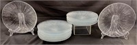 17 Piece Set of Vintage Ice Glass Plates