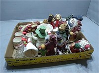 Flat of Christmas figurines, Santa mugs, and more