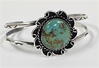 Navajo Sterling Silver & Turquoise Cuff Bracelet