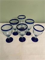 VINTAGE MEXICAN ART GLASS WINE GLASSES