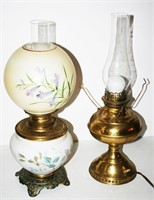 Painted Floral Milkglass Parlor & Brass Rayo