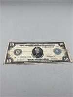 1913 $10 Silver Certificate Federal Reserve Note,