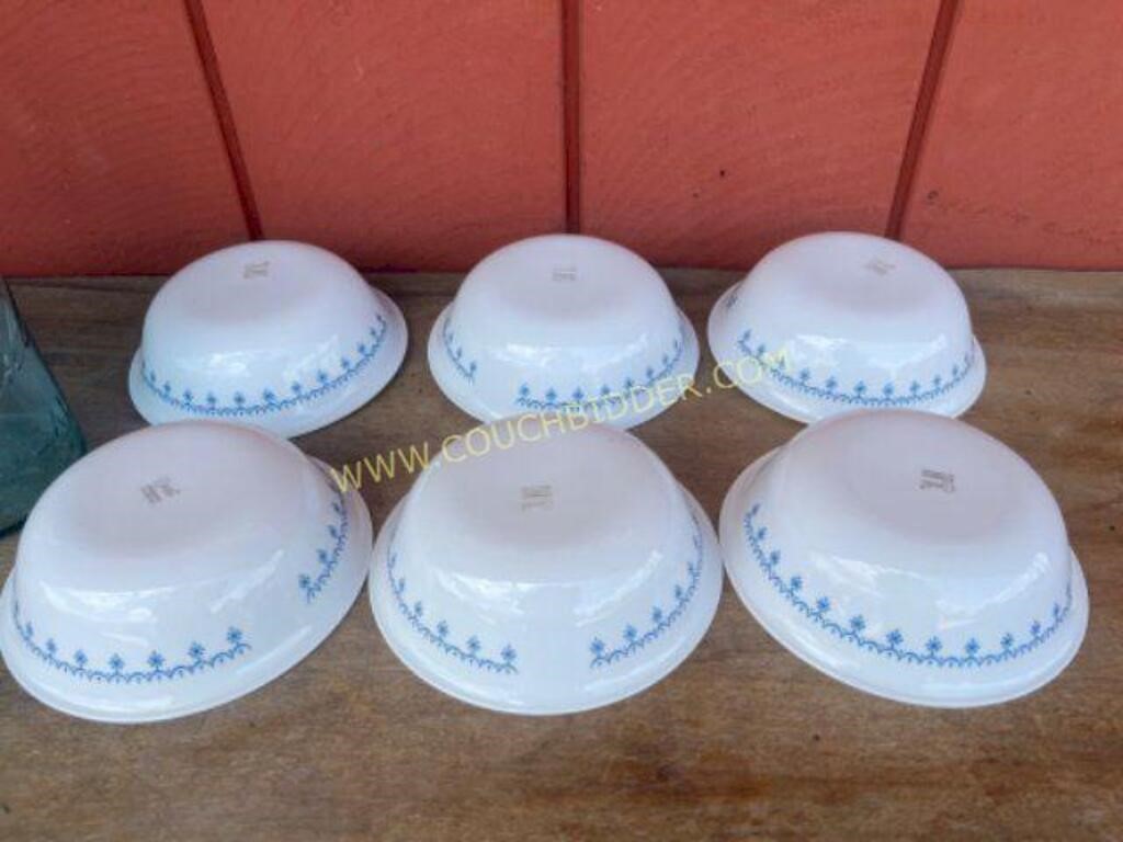 Corelle Blue Snowflake 6 cereal bowls