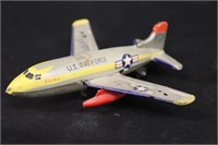 Tin Litho  US Airforce Friction Drive Toy Plane