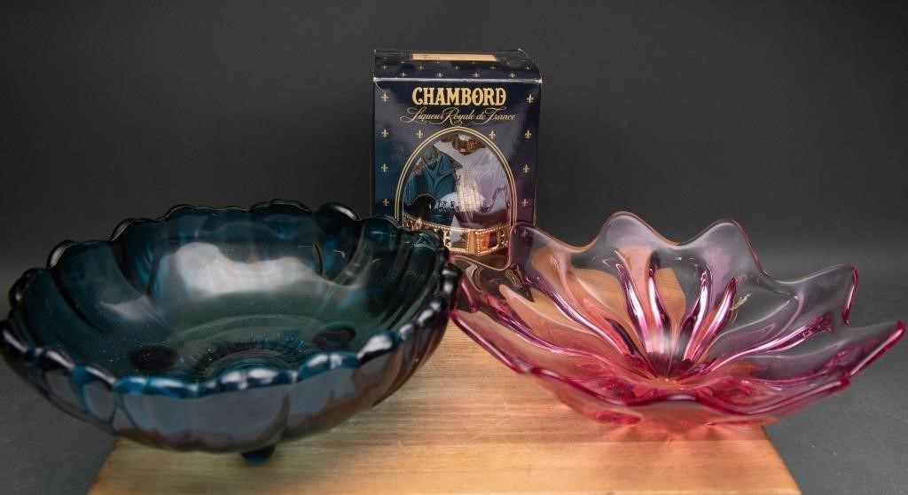 Vintage Murano-style Glass Bowls & Sealed Chambord