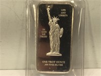 1 Ounce .999 Fine Silver Bar - Statue of Liberty