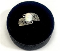 Sterling silver bezel set oval cabochon lab opal