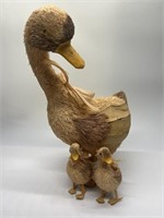 Rustic Folk Art Mama Duck & 2 Ducklings