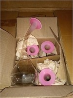 24 pink tipped curved vases.. glass