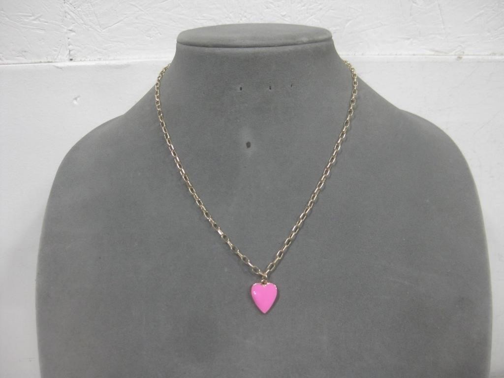 Pink Heart Pendant W/Necklace Costume Jewelry