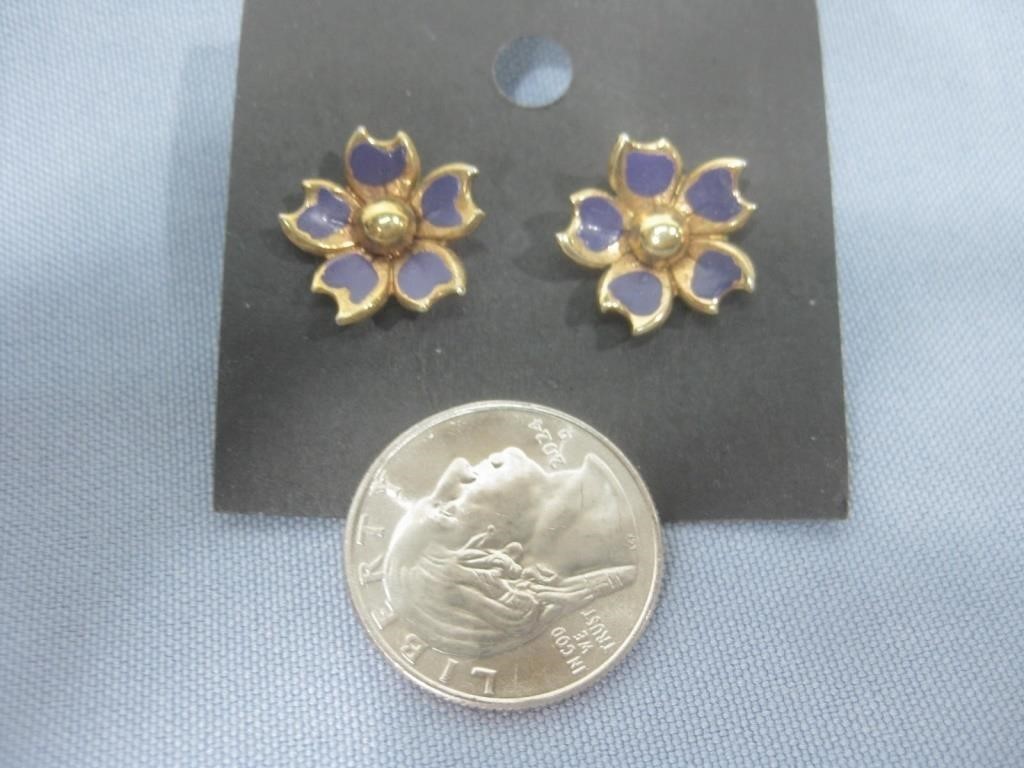 Purple Flower Costume Jewelry Earrings