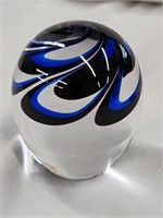 Kosta Wraff Jewel 9 blue swirl art glass