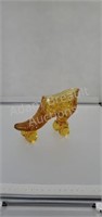 Vintage amber glass roller skate match holder,