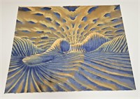 VTG SIGNED COLOR ETCHING LITHO ABSTRACT PLANET