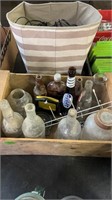 WOODEN CRATE W/ OLD BOTTLES