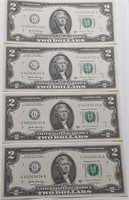 4 CRISP UNC 2017A SERIES $2 NOTES W/ SEQUENCED #'S