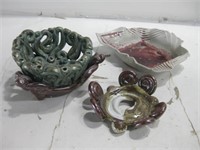 Three Hand Made Pottery Pieces See Info