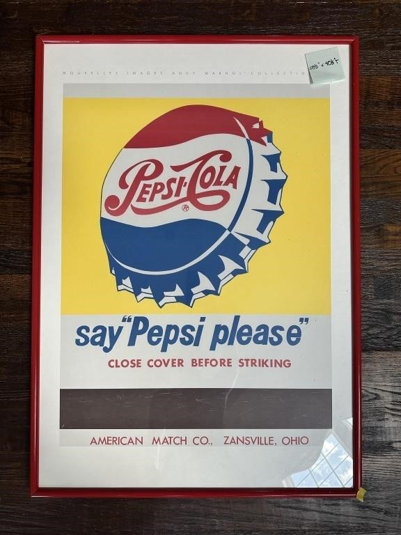 Framed Andy Warhol Collection Vintage Pepsi Poster