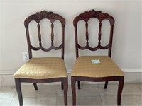 Small Wood Chairs with Carved Detail (set of 2)
