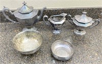 Sterling Silver Service: Creamer, Sugar, Tea Pot