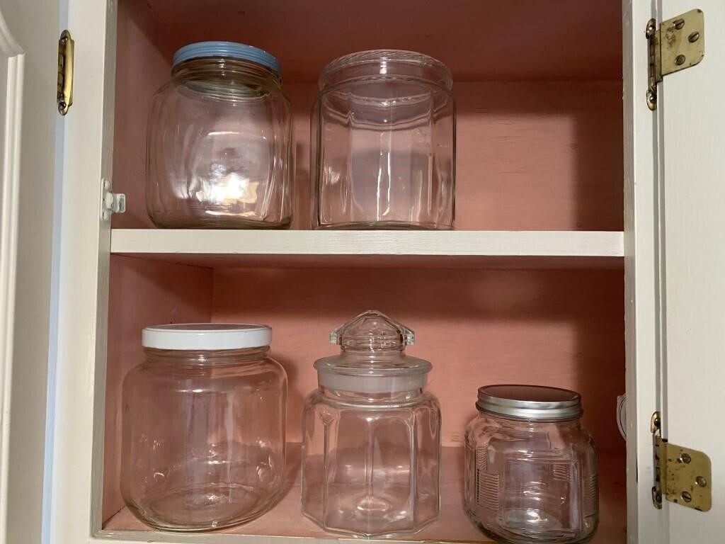 SOME OLD, SOME NEWER GLASS JARS