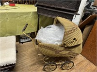 DOLL IN VINTAGE BABY CARRIAGE