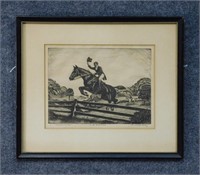 W. Terrell Dickey Etching 'First Over The Bar'