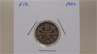 1902 Canadian 10 Cent Silver Dime F 12