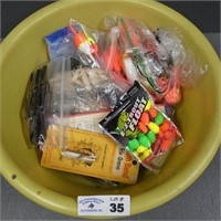 Assorted Fishing Tackle - Rubber Worms, Bobbers