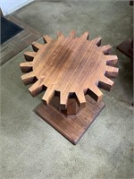 22” swivel top custom made wooden end table. 20”