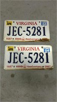 2 Virginia 2004 license plates