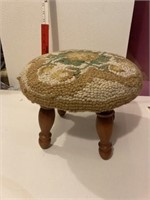 Hooked rug foot stool