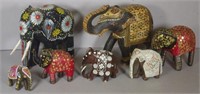 Seven various elephant figures