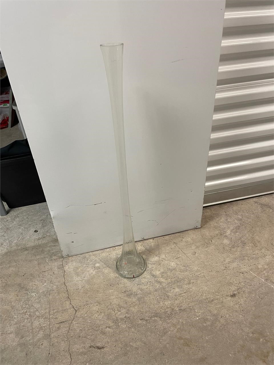 tall skinny clear glass vase made in Portugal