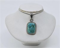 Turquoise Rectangle Sterling Silver Necklace