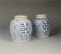 Two Chinese Porcelain Blue & White Ginger Jars