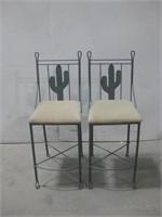 Two 15.5"x 16"x 41" Metal Cactus Chairs
