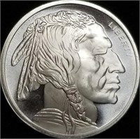 1 Troy Oz .999 Silver Round Indian/Buffalo Design