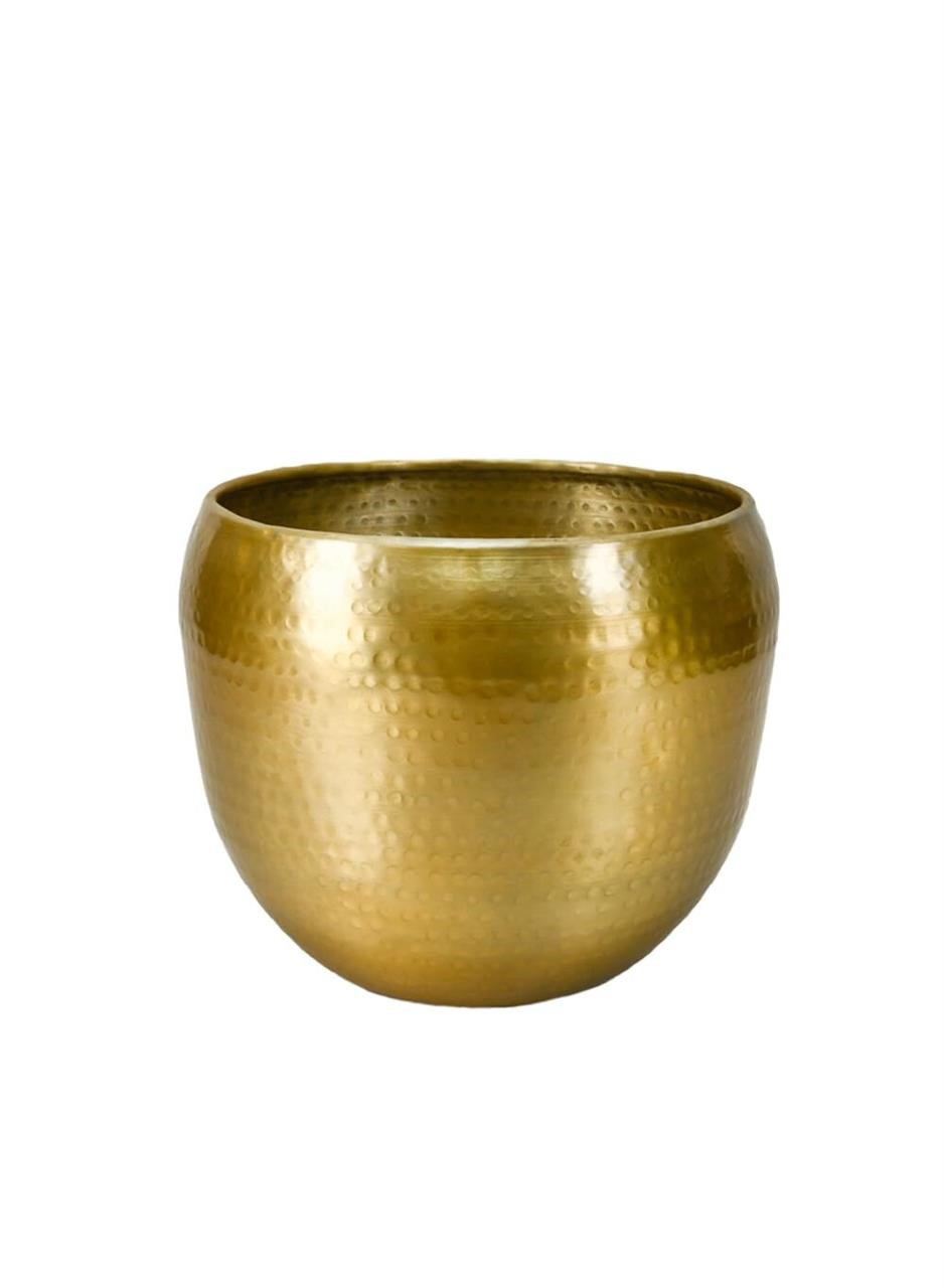 Serene Spaces Living Brass-Look Aluminum Cachepot: