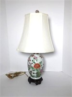 Hand Painted ceramic Asian Lamp on Wood