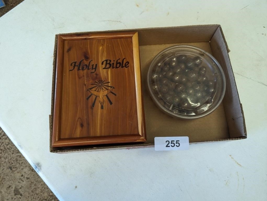 Cedar Bible Box & Metal Balls