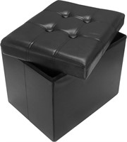 AmasSmile 17" Leather Storage Ottoman